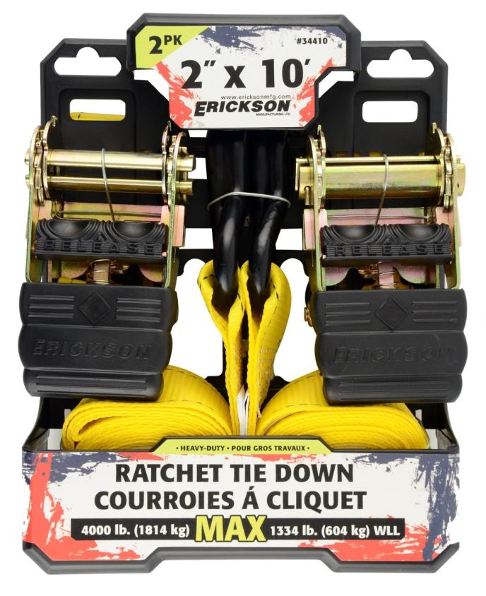 2 Pk. 2" x 10' Ratchet Strap 4000 lb.