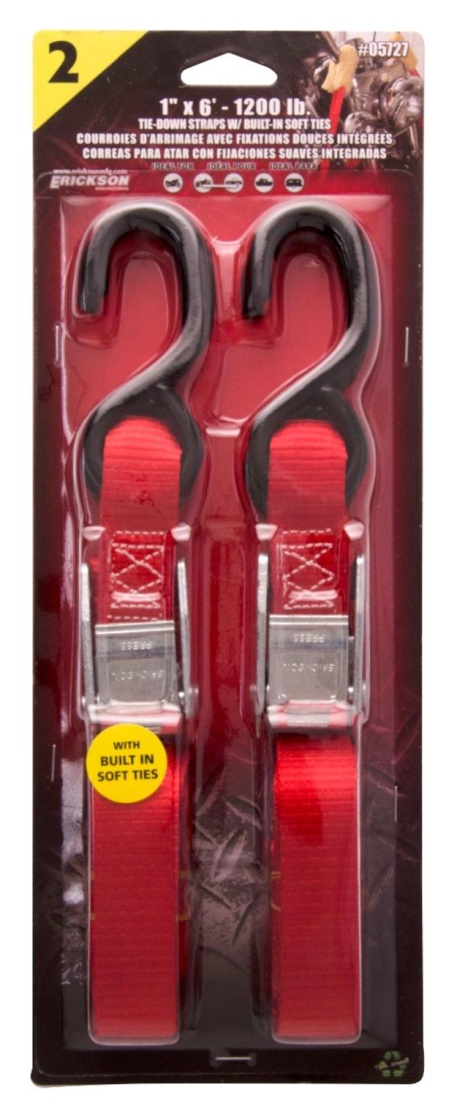 2 Pk. 1" x 6' Cam Strap with built in Soft Tie 1200 lb.