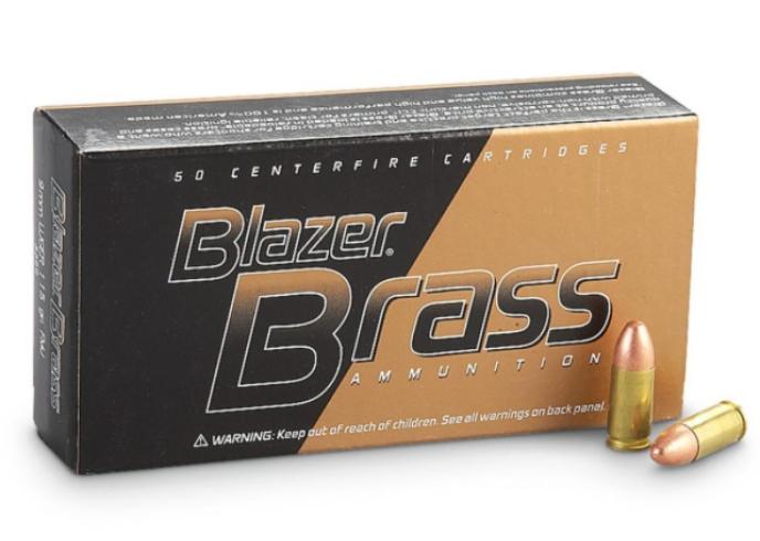 CCI Blazer Brass 9mm Luger Ammunition 50 Rounds FMJ 124 Grains