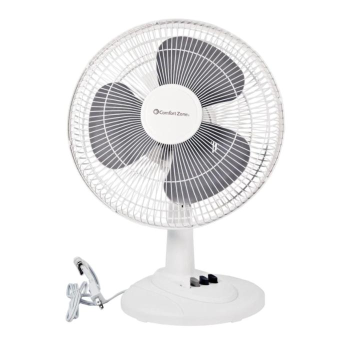 Comfort Zone 12" Oscillating Table Fan White