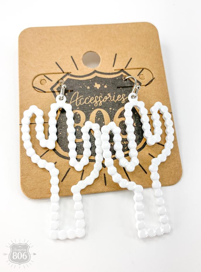 Accessories 806 White Open Cactus Earrings