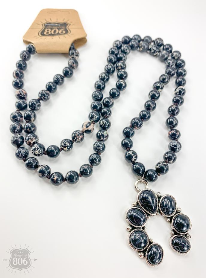 Accessories 806 Black Squash Blossom Beaded Necklace