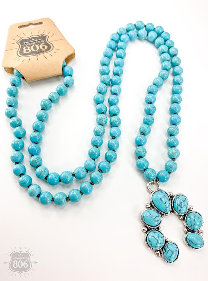 Accessories 806 Squash Blossom Pendant Beaded Necklace