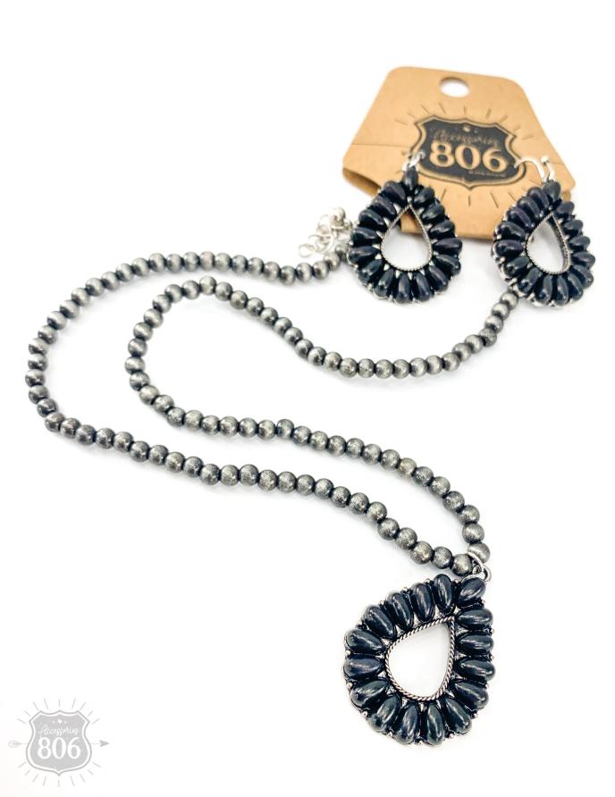 Accessories 806 Black Stone Open Teardrop Set