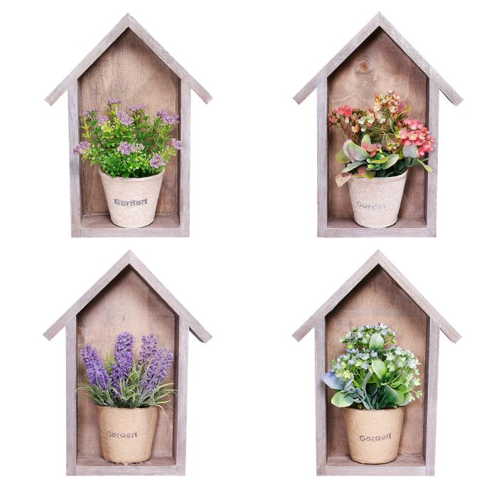 Alpine Wood Framed Wall Décor with Flowers