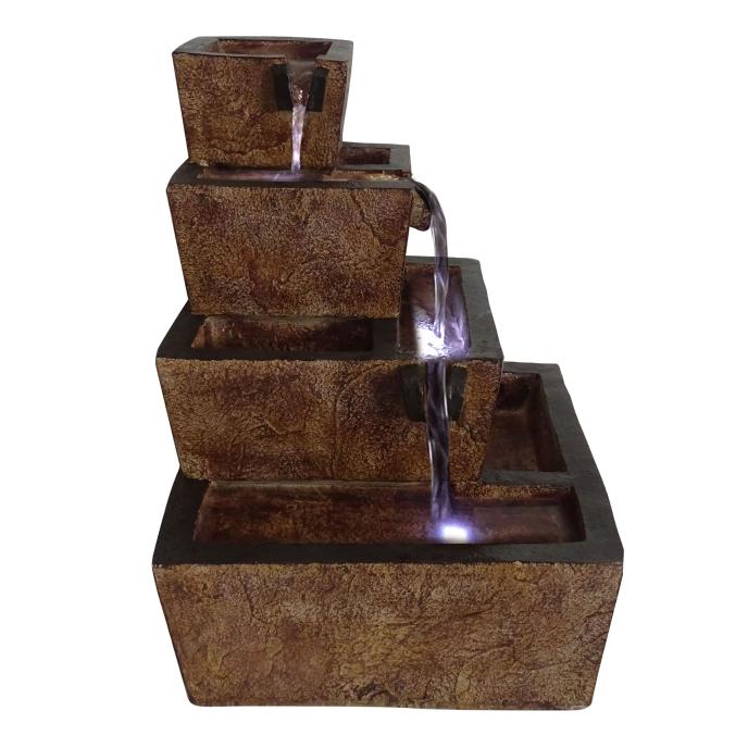 Alpine Rustic Tiered Fountain With LED Lights