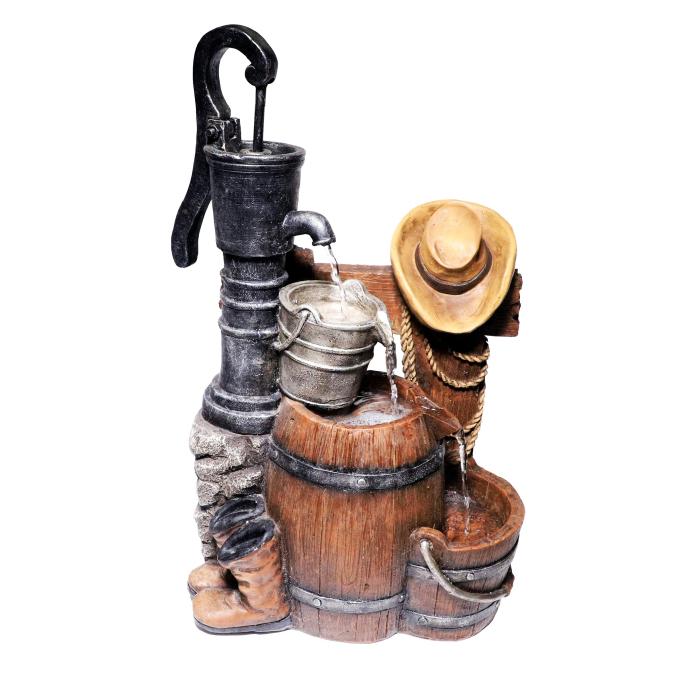 Alpine Rustic Western Pump and Barrel Fountain