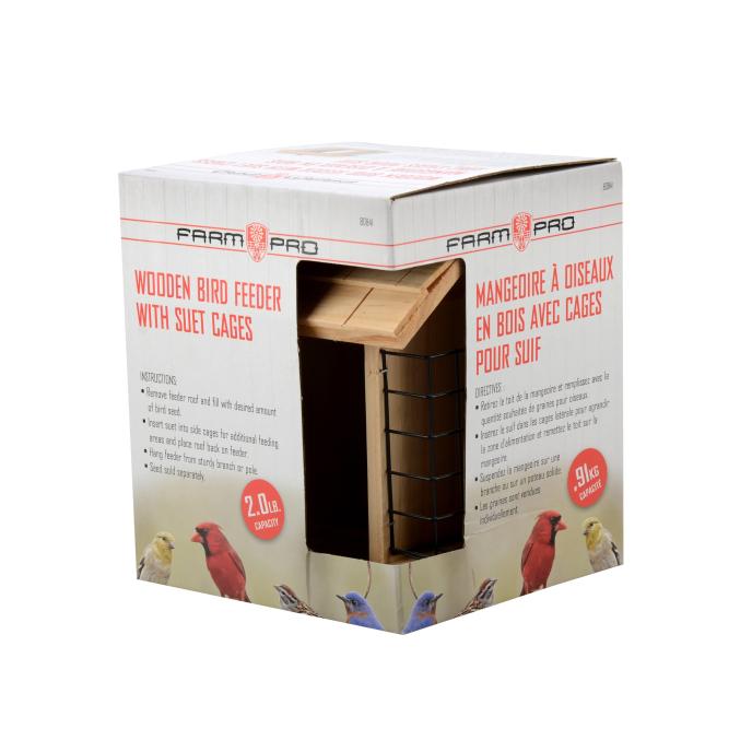 Farm Pro Wooden Bird Feeder with Suet Cages